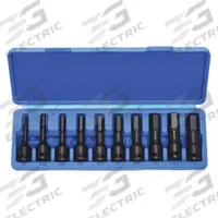 WESTWARD Impact Socket Bit Set: SAE, 1/2 in Drive Size, 10 Pieces, Fixed Insert, Hex Tip (MPN 4PRH1). Key specifications — attr1204730: Fixed Insert; attr1228046: 1/2 in; attr1204738: WESTWARD; attr1225719: 1/4 in to 3/4 in.