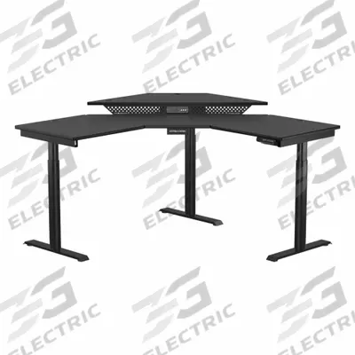 VERSADESK Standing Desk: Black, Wood, 60 in Overall Wd, 60 in Overall Dp - Electric Adjustable-Height Desks