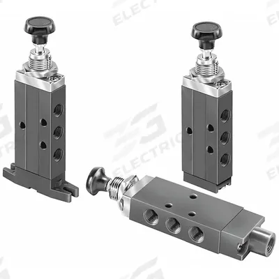 Parker Manual Air Control Valve: DirectAir 2, Three-Way / Two-Position, Button - Parker Directair 2 Series Manual Air Control Valves