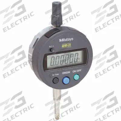 MITUTOYO Digital Indicator: 0 in to 0.5 in /0 mm to 12.7 mm, Inch/Metric, 0.0001 in Accuracy - Digital Indicators with Removable Flat Back