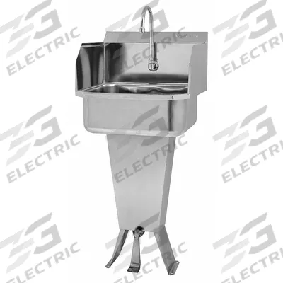 SANI-LAV Hand Sink: 41 1/2 in Overall Ht, 17 in Bowl Lg, 7 in Bowl Dp, 2 gpm Flow Rate - One-Station Freestanding Hand Sinks with Faucets
