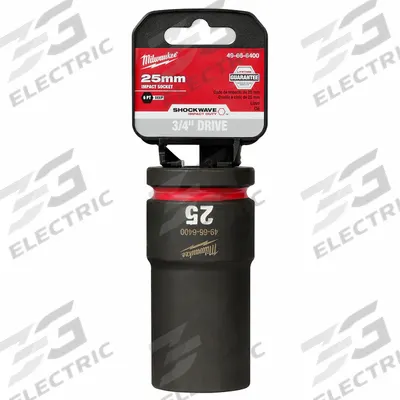 MILWAUKEE Deep Impact Socket: 3/4 in Drive Size, Metric, 25 mm Socket Size, 6-Point - 3/4" Drive Impact Sockets