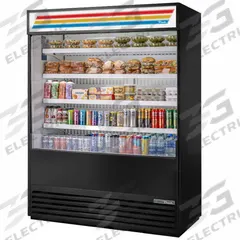 TRUE REFRIGERATION Refrigerated Merchandiser: 78 1/2 in x 60 in x 29 7/8 in, Black, 4 Shelves (MPN TOAM-60-HC~TSL01). Key specifications — attr1277723: TRUE REFRIGERATION; attr1277683: R-290; attr1277691: No; attr1277694: Black; attr1280716: Partial Glass Panel; attr1280729: TOAM.