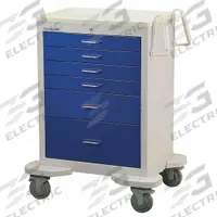 LAKESIDE Medical Procedure Cart: Steel, (2) Swivel/(2) Swivel with Brake, Gray, Dark Blue, 6 Drawers (MPN C-627-K-2B). Key specifications — Material: Steel; Drawer Color: Dark Blue; Brand: LAKESIDE; Caster/Wheel Configuration: (2) Swivel with Brake; Cabinet Color: Gray.