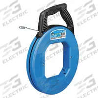 IDEAL Fish Tape: 100 ft Lg, Manual Wind Tape Retraction, Flat Tape Shape, Formed Hook End Style (MPN 31-058). Key specifications — attr306613: 31-058; attr306630: Tuff-Grip Pro; attr306618: Formed Hook; attr306631: Winder Slide; attr306616: IDEAL; attr542118: Manual Wind; attr544274: 12 in.