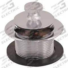 APPROVED VENDOR Shower Drain: Zinc, Chrome, 1 1/2 in Overall Dia, Lift and Turn, Threaded (MPN 35233). Key specifications — Color: Silver; Includes: Zinc Body 2-7/8 in Outside Diameter Flange; Connection Type: Threaded; Material: Zinc.
