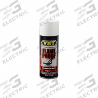 VHT Flameproof Coating: Exterior/Interior, Exhaust Systems/Headers/Inside Heads/Piston Domes, Smooth (MPN ESP101000). Key specifications — Color: Flat White; Coverage Area: 12 sq ft/can; Compatible Surface Material: Exhaust Systems; Sheen: Flat; Surface Texture: Smooth; Brand: VHT.