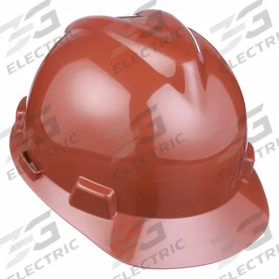 MSA Hard Hat: Brown, No Graphics, Ratchet (4-Point), Pinlock, Polyethylene - General Purpose Front-Brim Hard Hats (Type 1, Class E)