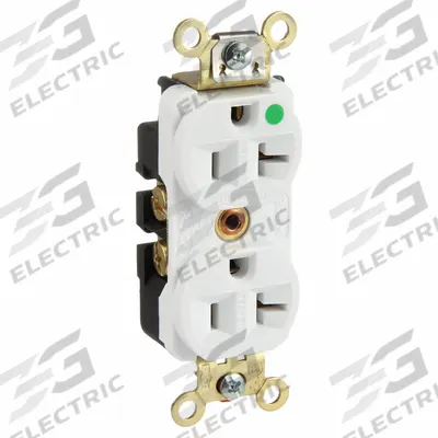 HUBBELL Receptacle: Hospital Grade Fed. Spec., Duplex, 5-20R, White, 125V AC, 20 A - General Purpose Receptacles
