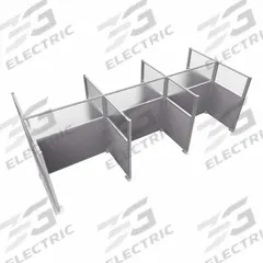 VERSARE Cubicle Kit: 72 in Overall Ht, 48 in_72 in Overall Wd, 9 Panels, Cloud Gray (MPN HPK-6P4-S-VCLG-FR). Key specifications — Panel Color: Cloud Gray; Brand: VERSARE; Panel Material: Fabric; Window Style: Frosted.
