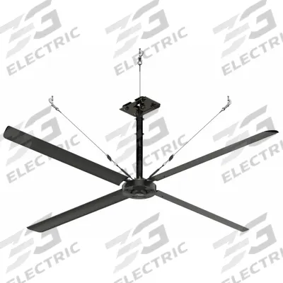 HUNTER INDUSTRIAL Ceiling Fan: 68,544 cfm Airflow, 12 ft Blade Dia, Variable Speeds, 240V AC - Industrial HVLS Ceiling Fans