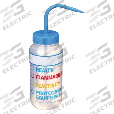 APPROVED VENDOR Wash Bottle: 500 mL, HMIG, Blue, Wide, Std Spout Spout, White - Wide Mouthed Standard Spout Wash Bottles