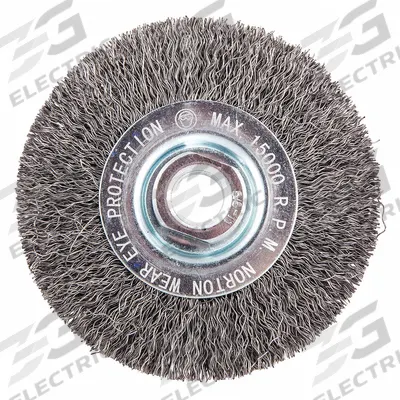 APPROVED VENDOR Wire Wheel Brush: Crimped Steel, 4" Dia x 7/16" Wd, 5/8"-11 Arbor - Light-Cleaning Brushes for Carbon Steel