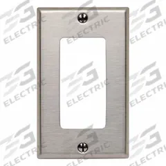 LEVITON Wall Plate: Decorator-Rocker, 1 Gang, Silver, Midsize Size (MPN SSJ26-40). Key specifications — Brand: LEVITON; Material: Stainless Steel.