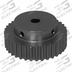 DAYTON Timing Pulley: Modified Curvilinear, Fixed, For GT Timing Belt Section, For 9 mm Belt Wd (MPN 44-5P09-6A4). Key specifications — Brand: DAYTON; Finish: Clear Anodized; For Belt Series: Powerhouse®.