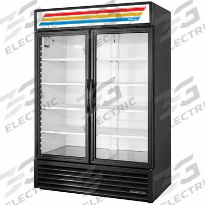 TRUE REFRIGERATION Freezer Merchandiser: 78 1/2 in x 54 1/8 in x 31 5/8 in, Black, Swing - Freezer Glass Door Merchandisers