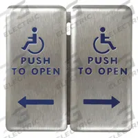 BEA Exit Push Button: 4 3/4 in Ht, 5/8 in Dp, 4 3/4 in Wd, ADA Compliant, Aluminum/Stainless Steel (MPN 10PBDGP1). Key specifications — Product Type: Exit Push Button; Operation Type: Push; ADA Compliant: Yes; Brand: BEA; Color: Gray.