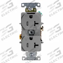 LEVITON Duplex Receptacle Outlet: Duplex, 5-20, Gray, 125V AC, 20 A, 2 Pole / 3 Wire (MPN T5362-GY)