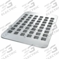 CHICAGO METALLIC Brownie Bite Pan: Aluminized Steel, 48 Slots, 17 7/8 in Overall Wd, 26 ga Gauge (MPN 42865). Key specifications — Pan Style: Brownie Bite Pan; Brand: CHICAGO METALLIC; Color: Silver; Material: Aluminized Steel; NSF Certified: No; Number of Slots: 48.