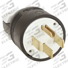 HUBBELL Straight Blade Plug: 14-50P, 125/250V AC, 50 A, 3 Pole, 4 Blade, Black (MPN HBL9451C)