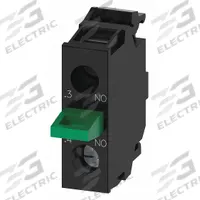 SIEMENS Contact Block: 22 mm Panel Mounting Size, 1NO, Momentary, 3SU1 Series, Screw Terminals (MPN 3SU14002AA101BA0). Key specifications — Color: Black/Green; Switch Action: Momentary; Terminal Connection Type: Screw Terminals; Brand: SIEMENS; Compatible with Series: 3SU1.