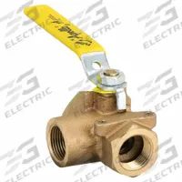 APOLLO Manual Three-Way Ball Valve: 3/4 in, Bronze, L Flow, FNPT x FNPT x FNPT, Std Port Ball Port (MPN 7060401). Key specifications — Brand: APOLLO; Handle: Lever.