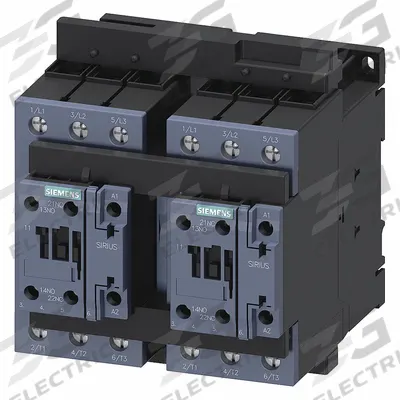 Siemens Magnetic Contactor: Reversing, 3 Poles, 3NO Contacts, 52 A - Reversing IEC Contactors