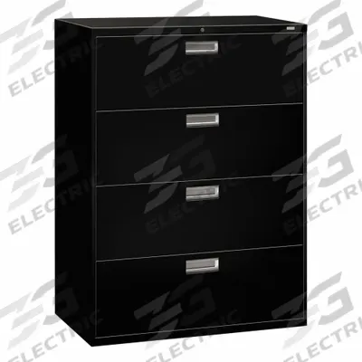 HON Lateral File Cabinet with Drawer: Black, 4 Drawers, 52 1/2 in Overall Ht - Lateral File Cabinets