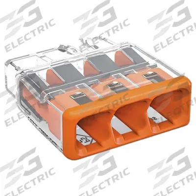 WAGO Push-In Wire Connector: 2773 Series, 3 Port, 20 AWG – 12 AWG Solid Wire Size Range - Push-In Connectors
