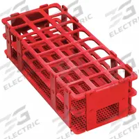 Tube Rack: 4 1/8 in Overall Wd, 2 1/2 in Overall Ht, 9 3/4 in Overall Lg, Polypropylene, Red (MPN F18746-0003). Key specifications — Material: Polypropylene; Mounting Location: Benchtop; Color: Red; Product Type: Test Tube Rack; Total Holding Capacity: (24) Places; Brand: SP SCIENCEWARE.