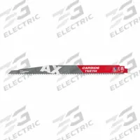 MILWAUKEE Reciprocating Saw Blade: 5 Teeth per Inch, 12 in Blade Lg, 0.05 in Blade Thick, 3 PK (MPN 48-00-5327). Key specifications — attr1109198: 5; attr1109200: Rigid for Straight Cuts; attr1109201: Tapered; attr1109209: MILWAUKEE.