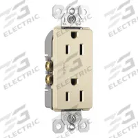 LEGRAND Receptacle: Duplex, 5-15, Light Almond, 125V AC, 15 A, 2 Pole / 3 Wire (MPN 885TRLA)