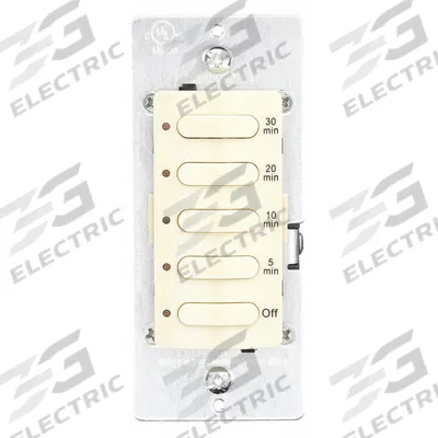 HUBBELL WIRING DEVICE-KELLEMS Countdown Timer: 30 min Max, 5 min Min, SPST - Digital Pre-Set Countdown Timers without Wall Plates