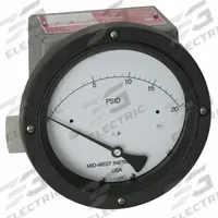 MIDWEST INSTRUMENT Differential Pressure Gauge & Switch: In-Line, 1/4 in NPT Female, 220, IP65 4X (MPN 220-SC-02-O(JAA)-50P). Key specifications — Sensor Type: Piston; Series: 220; Housing Material: 316 Stainless Steel; Certificate of Calibration: Not Included; Gauge Accuracy: ±3-2-3%.