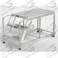APPROVED VENDOR Mobile Work Platform: 2.5 ft Platform Ht - Max, 24 in x 42 in, Aluminum (MPN A005). Key specifications — Folding: Not Foldable; Mobility: Rolling; Use Location: Indoor; Brand: APPROVED VENDOR; Color: Silver; Height Adjustability: Fixed Height; Includes Handrails: Handrails Not Included; Locking Mechanism: No Locking Mechanism.