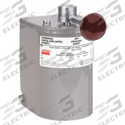 Dayton Drum Switch: 3 Pole, Single Phase, Momentary, Reversing - Drum Switches