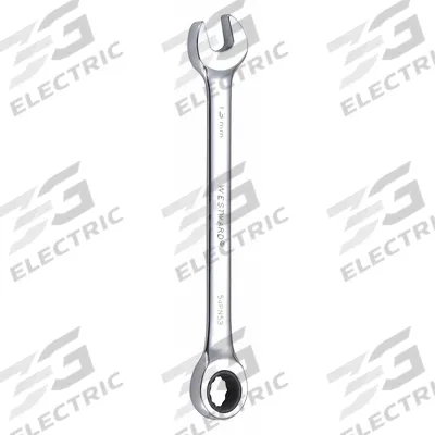 WESTWARD Combination Wrench: Alloy Steel, Chrome, 13 mm Head Size, 7 in Overall Lg - Metric 12-Point Ratcheting Combination Wrenches