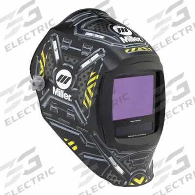 MILLER ELECTRIC Welding Helmet: Auto-Darkening, 4 Arc Sensors, Black/Gray/White/Yellow - Auto-Darkening Welding Helmets - Graphic