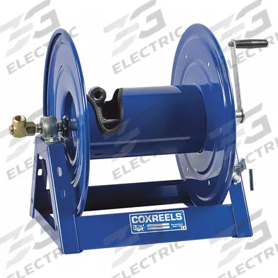 COXREELS Hand Crank Hose Reel: 100 ft (1/2 in I.D.), 17 5/8 in L x 11 3/8 in W x 18 3/4 in H - Standard Multipurpose Hand-Crank Hose Reels with Gooseneck
