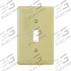 HUBBELL Wall Plate: Toggle, 1 Gang, Ivory, Midsize Size (MPN NPJJ1I). Key specifications — Brand: HUBBELL; Material: Nylon.