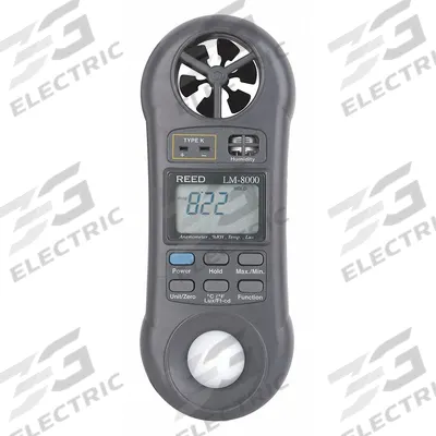 REED INSTRUMENTS 4-In-1 Anemometer: 1 fpm Air Velocity Resolution, Relative Humidity - Rotating Vane Air Velocity Meters