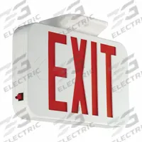 LED Lighted Exit Sign: Emergency Battery Backup, LED, White, Red/Green, 1 or 2 Faces, Nickel Cadmium (MPN CERG). Key specifications — Voltage: 120/277 V AC; Directional Indicators: Universal Field Selectable Chevrons; Text Color: Red/Green; Brand: COMPASS; Emergency Battery Backup: Yes; Housing Color: White; Lighting Technology: LED; Remote Capable: No.