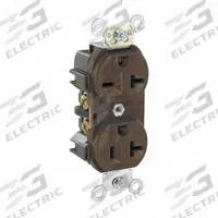 LEVITON Duplex Receptacle Outlet: Duplex, 5-20, Brown, 125/250V AC, 20 A, 2 Pole / 3 Wire (MPN 5844)