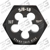 MILWAUKEE Hex Threading Die: 5/8"-18 UNF, 1 7/16 in Hex Wd, Black Oxide Carbon Steel (MPN 49-57-5371)