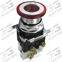 EATON Emergency Stop Push Button: Illuminated, Mushroom Head Profile, Metallic, 30 mm, 1NC (MPN 10250T597LRD2A-71X). Key specifications — Brand: EATON; Action: Maintained/Maintained; Series: 10250T; Push Button Material Type: Metallic.