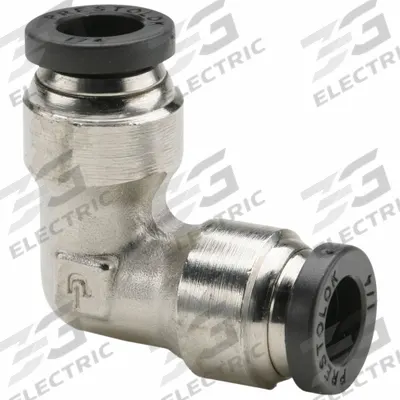PARKER Push-Fit Elbow Fitting: 1/4 in OD x 1/4 in OD Size, Push-to-Connect x Push-to-Connect - Nickel-Plated Brass Tube Fittings