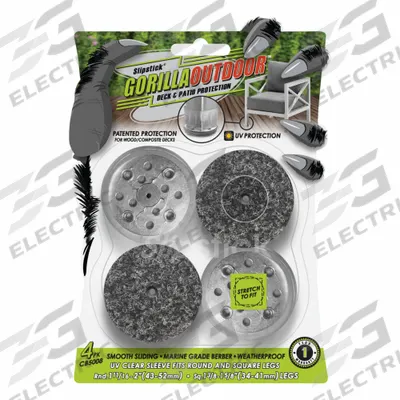 GORILLAOUTDOOR Furniture Glides: Felt, Round, Gray, 1 11/16 in Overall Dia - Felt Pads