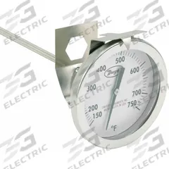 DWYER Clip On Dial Thermometer: 150°F to 750°F, +/- 2% Accuracy, 8 in Stem Lg, Fahrenheit (MPN CBT28081). Key specifications — Accuracy: +/- 2%; Brand: DWYER; Temperature Units: Fahrenheit.