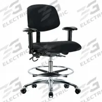 ESD Task Chair: Vinyl, Arms Included, Ht Range 21 1/2 in to 29 in, 18 1/2 in Seat Wd, 17 in Seat Dp (MPN BR-ESD-VMBCH-CR-T0-A1-CF-EC-ESDBLK). Key specifications — Foot Support: Yes; Back Tilt Backward: 13.5°; Back Tilt Forward: 10.5°; Base Material: Aluminum; Brand: APPROVED VENDOR; Product Type: ESD Task Chair; ESD-Safe: ESD-Safe.