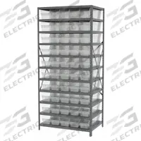 AKRO-MILS Bin Shelving: 36 in x 24 in x 79 in, 1 Sided, 50 Bins, Open, Shelf Bin, Clear, 11 Shelves (MPN AS2479094SC). Key specifications — Includes Bins: Yes; Bin Material: Polymer; Frame Color: Gray; Bin HxWxD: (50) 6 in x 6-5/8 in x 23-5/8 in; Frame Material: Steel; Bin Color: Clear; Bin Style: Shelf; Brand: AKRO-MILS.